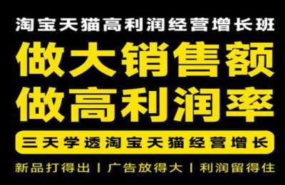 天猫淘宝高利润经营增长班杭州线下课31期8月22-24日，做大销售额做高利润率，三天学透淘宝天猫经营增长
