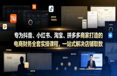 抖音小红书淘宝拼多多电商财务全套实操课程，店铺取数、记账、报税全流程难题