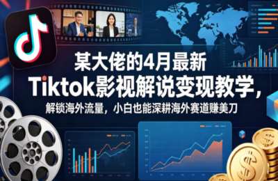 某大佬最新Tiktok影视解说变现教学，解锁海外流量，小白也能深耕海外赛道賺美刀