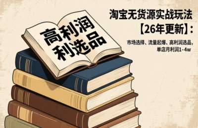 淘宝无货源实战玩法【26年更新】：市场选择、流量起爆、高利润选品