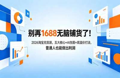 电商人哲哥2026淘宝无货源教程，五大核心+AI生图+高溢价打法，普通人也能做出利润