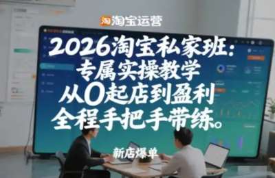 电商马夫-2026淘宝私家班：专属实操教学，从0起店到盈利，全程手把手带练