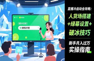 直播冷启动全攻略人货场搭建+绿幕设置+破冰技巧，新手月入过万实操指南