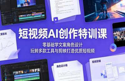 短视频AI创作特训课：零基础学文案角色设计，玩转多款工具与剪映打造优质短视频