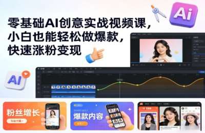零基础AI创意实战视频课，小白也能轻松做爆款，快速涨粉变现
