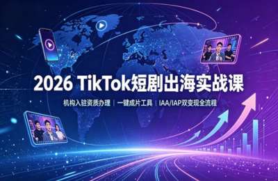 2026 TikTok短剧出海实战课：机构入驻资质办理，一键成片工具，IAAIAP双变现全流程